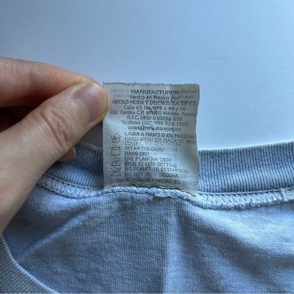 Light Blue/Green Los Cabos Mexico Scrunch Dyed Skeleton Crewneck T-Shirt Size XL - Picture 9 of 9